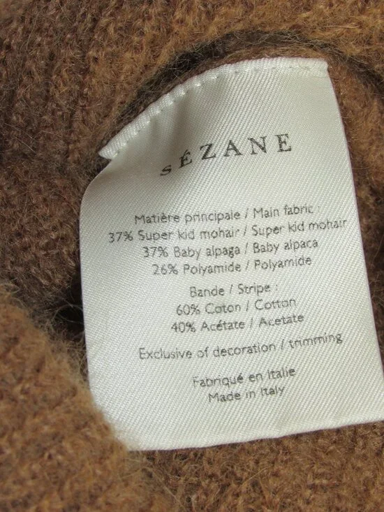 La Maille SEZANE Super Kid Mohair Alpaca Blend Tan Cardigan sz M Rear Button - Picture 4 of 4